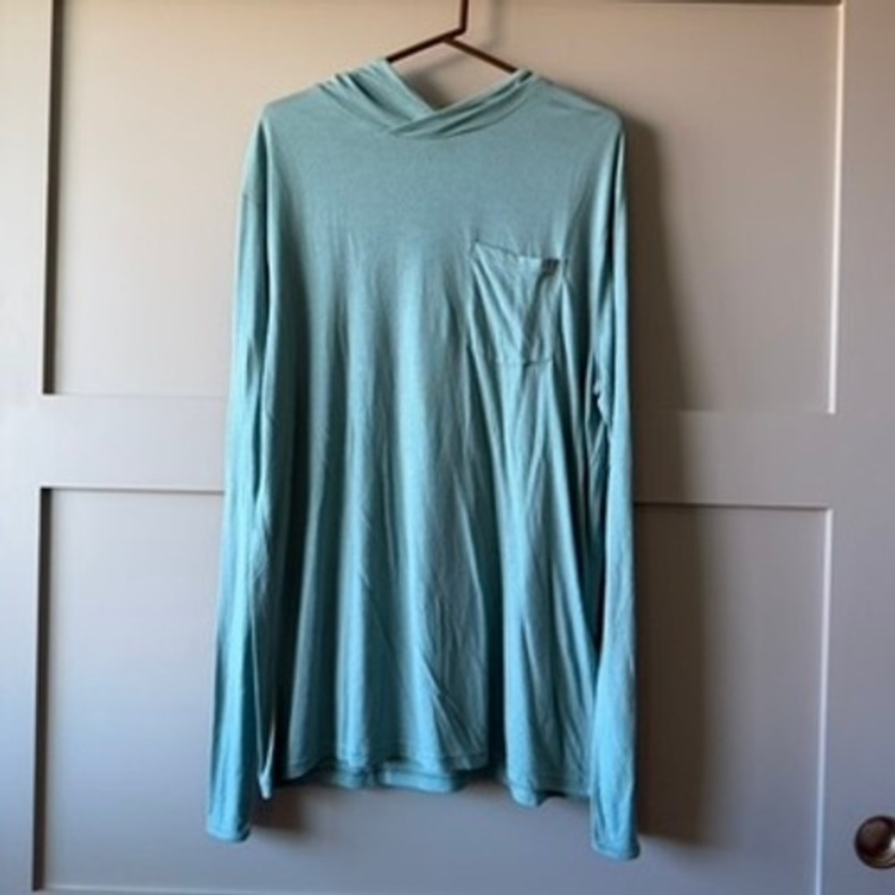 Cariloha Bamboo Tunic Hoodie Womens XL Aqua Blue Long Sleeve Pocket Pullover